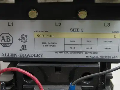 Allen Bradley 509-FOB Combination Motor Starter Size 5 Type 512 200Hp 600V 3Ph