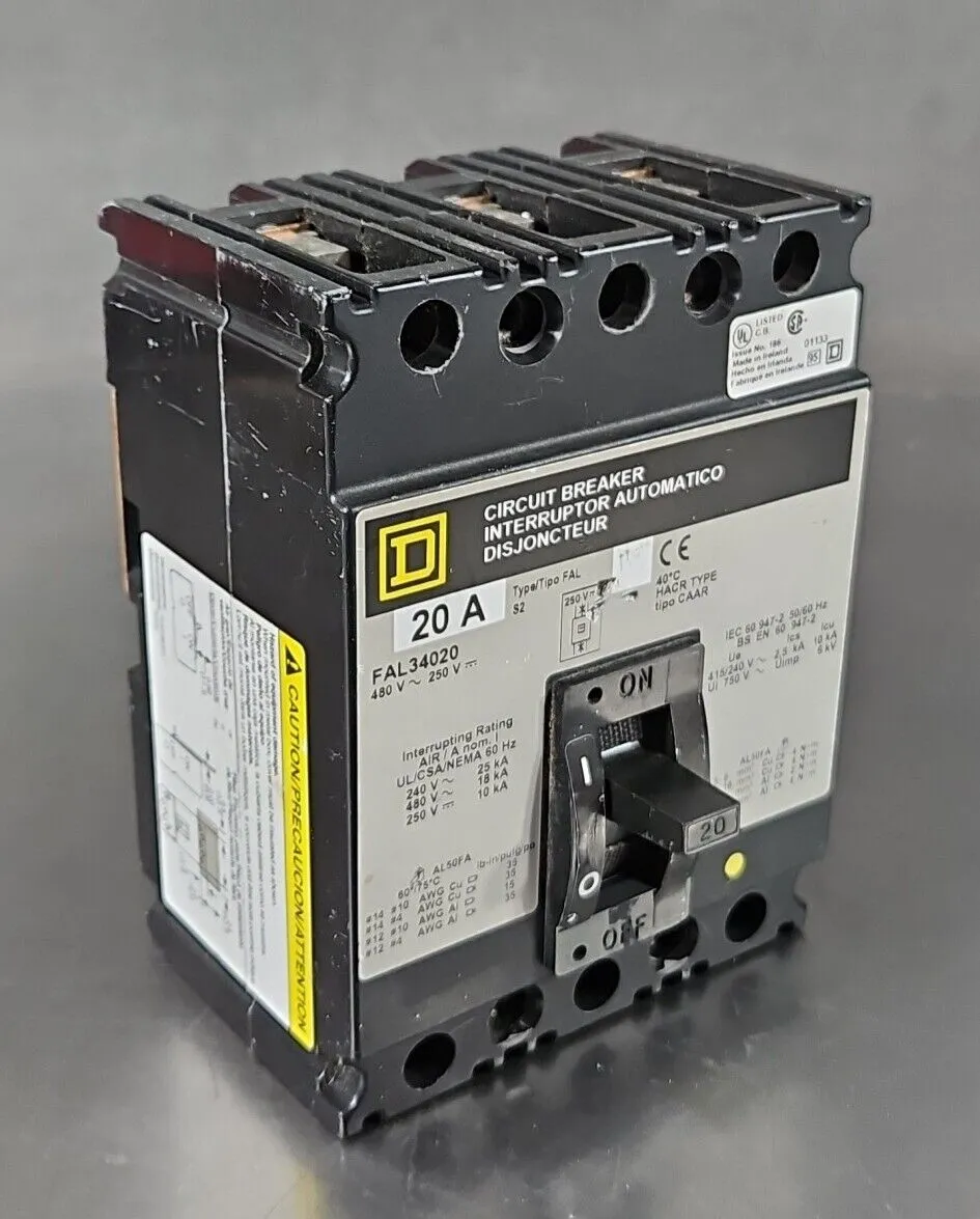 Square D FAL34020 CIRCUIT BREAKER INTERRUPTOR 20A. Loc5E-16