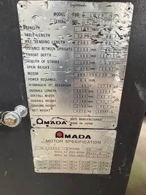 Used AMADA FBD 1025E Press Brakes Ohio US | D & D Industries #1404158
