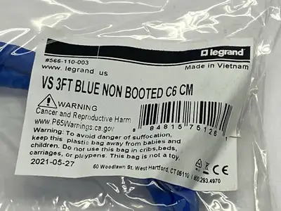 556-110-003 | Legrand  Q-Series Patch Cords CAT6 Non-Booted Blue 3ft LOT OF 5 - New