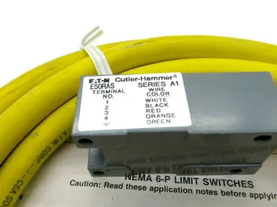 NEW CUTLER HAMMER E50RAS LIMIT SWITCH COMPONENT SINGLE POLE 8 FOOT CABLE