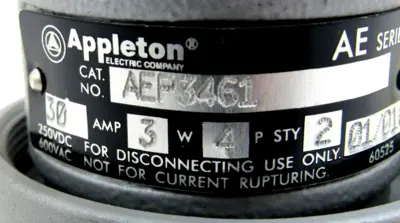 NEW APPLETON AEP3461 3/4" ALUMINUM PLUG 30AMP AE SERIES