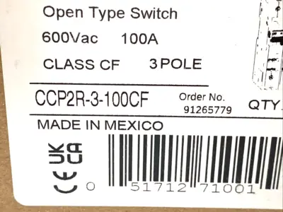 USED EATON BUSSMANN CUBEFUSE FUSIBLE DISCONNECT 100A 600V 3‑POLE
