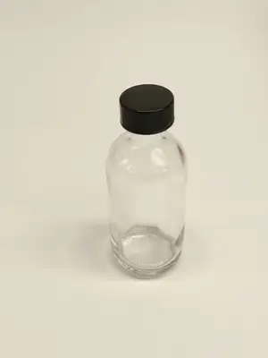 USED KIMBLE NARROW MOUTH CLEAR GLASS BOTTLES 2 OZ PKG OF 16