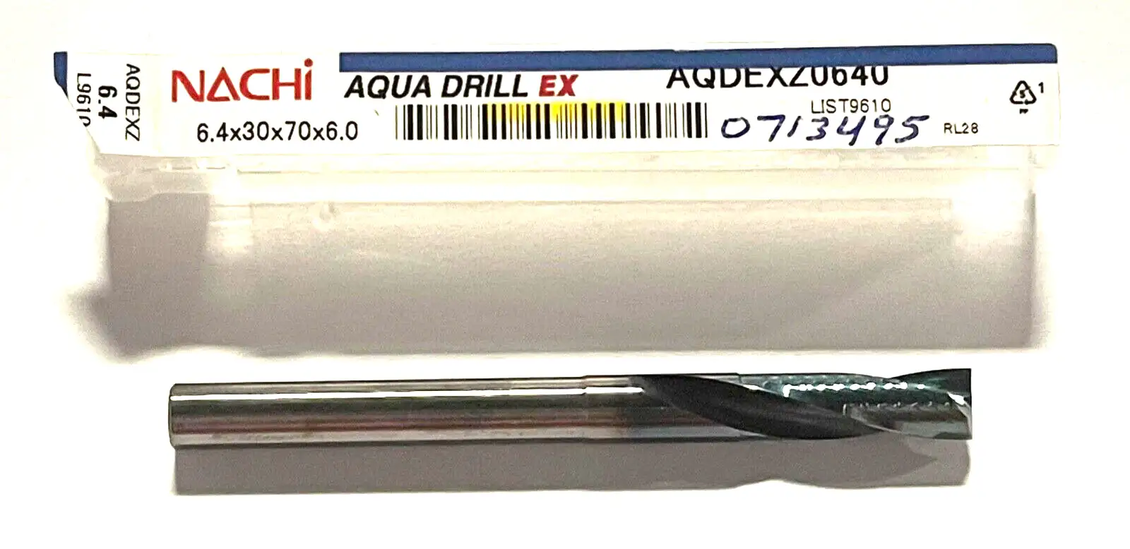 NACHI 6.4mm Solid Carbide Drill 2xD Aqua EX Coating 180° 2 Flute Made In Japan