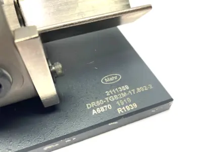 USED MAHR DIMENSIONAIR 2-JET AIR RING GAUGE W/ GUIDE CHUTES & BASE PLATE