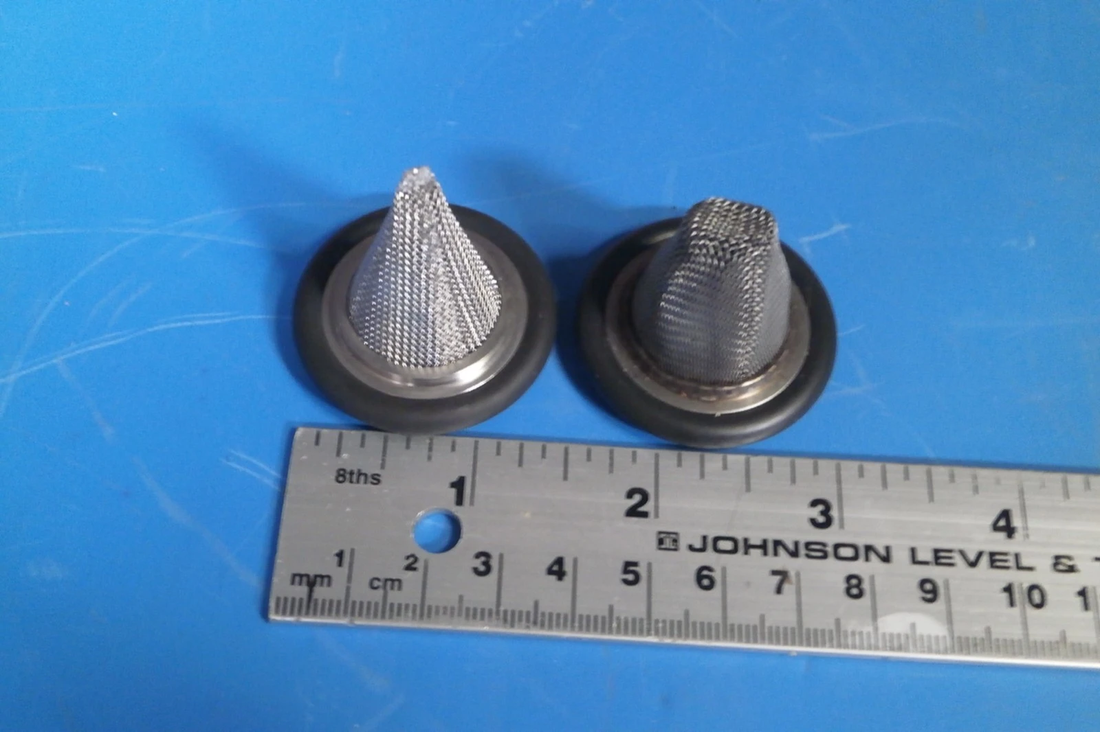 LOT OF 2 STAINLESS STEEL STRAINERS 1 USED 1 UNUSED