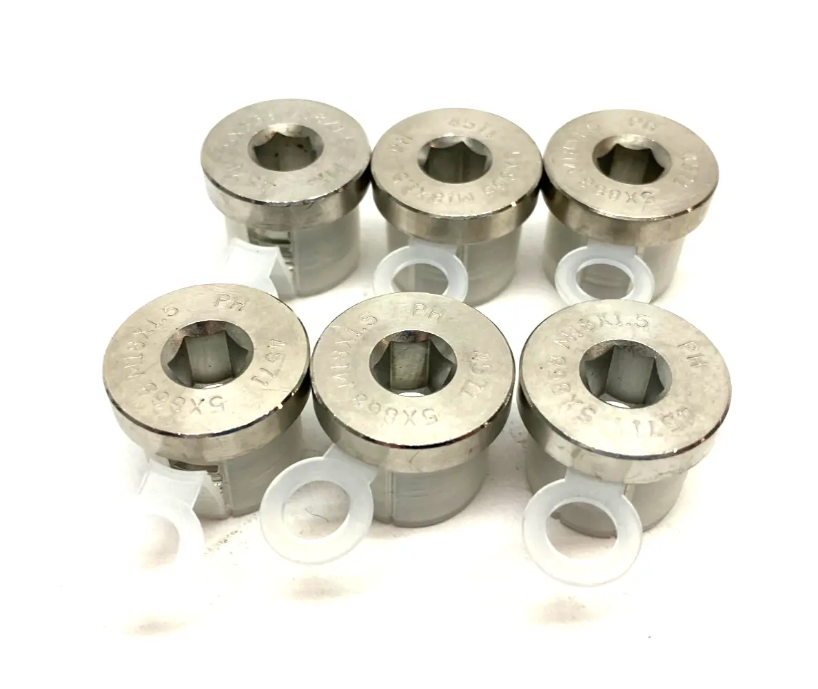 Inner Hex Head M18x1.5 Pipe Fitting Plug, Stainless Steel w/ Seal LOT OF 6