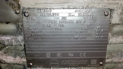 US Motors  5HP; 1185RPM; 460V; Frame: 254U C12 99016435 0001 F