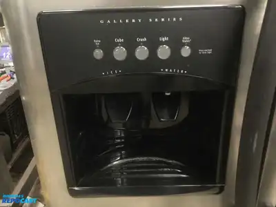 USED FRIGIDAIRE STAINLESS STEEL AND BLACK SIDE BY  SIDE REFRIDGERATOR HIGH EFFICANCY ENERGY STAR