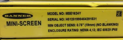 BANNER MSE1624Y MINI-SCREEN LIGHT CURTAIN 5B