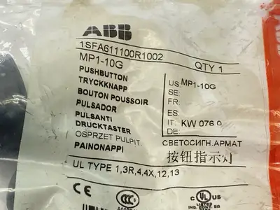 NEW ABB 22MM MOMENTARY FLUSH GREEN PUSHBUTTON MP1-10G