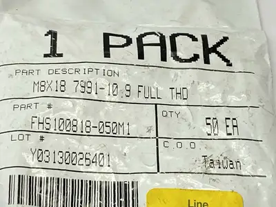 FHS100818-050M1 | Socket Flat Head Screw M8 x 18mm 7991-10.9 LOT OF 46 - New Other