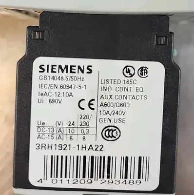 Siemens 3RT1036-1B.4 w/ 3RH1921-1HA22 contactor relay Loc4E37
