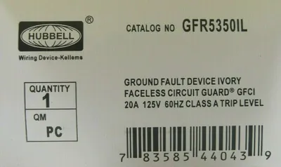 NEW HUBBELL GFR5350IL GROUND FAULT CIRCUIT GUARD 20A 125V IVORY