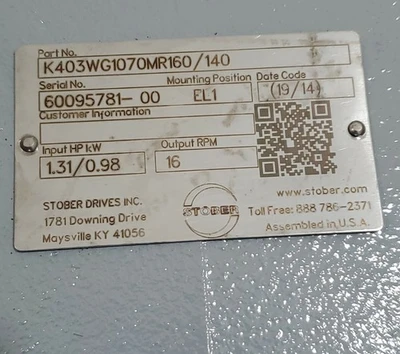 NEW Stober Drives K403WG1070MR160/140