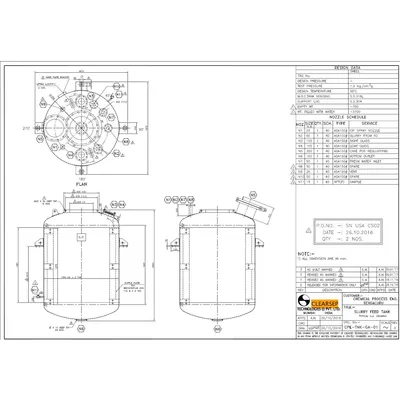 Used 2,000 L 316L Stainless Jacketed Pressure Vessel Reactor Slurry Feed Tank