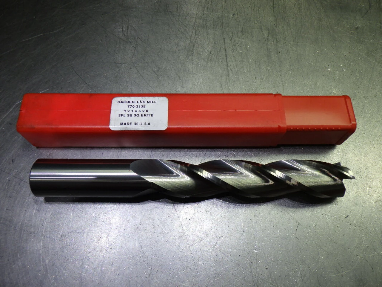 Made In USA 1" 3 Flute Carbide SQ Endmill 1" Shank 770-3108/1x1x5x8 (LOC514)