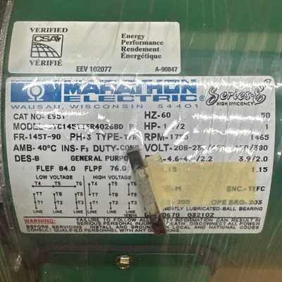 NEW Marathon Electric 9VC145TTFR4026