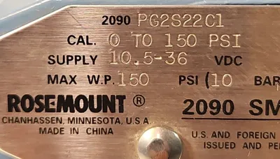 Rosemount PG2S22C1 PRESSURE TRANSMITTER 150PSI. Loc6E-4