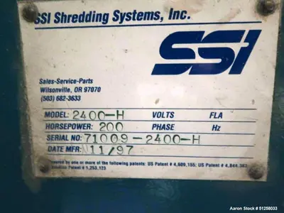 Used SSI 2400-H / 200 Dual Rotor or Single Rotor Shredders Illinois US | Aaron Equipment #1423182