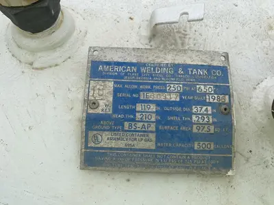 Used 1986 AMERICAN WELDING AND TANK CO _UNKNOWN_ Pressure Tanks North Carolina US | DH Griffin Used Equipment #1383901