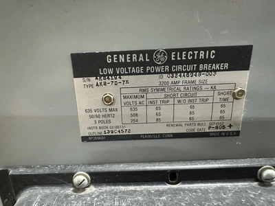 General Electric Akr-7d-75 3200 Amp, 635v, General