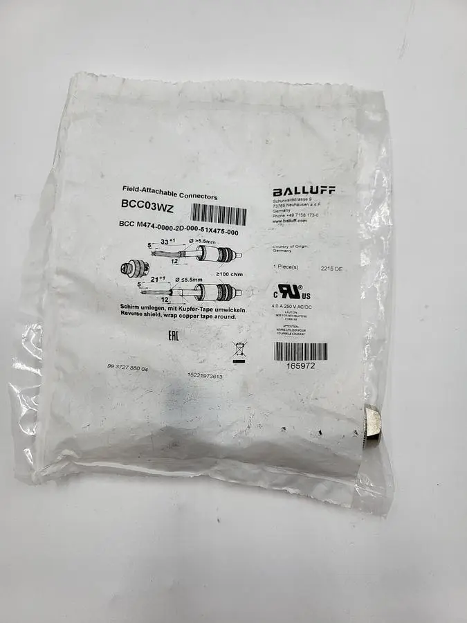 New | in-Stock BALLUFF BALLUFF BCC03WZ FIELD ATTACHABLE CONNECTORS *NEW** Connector Accessories | ND Industrial Surplus #1215776