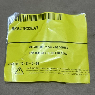 NEW SEALED- RKB41R320AT Repair Kit 2” B41-R3 Series TFM1600 Seats/Teflon Seal