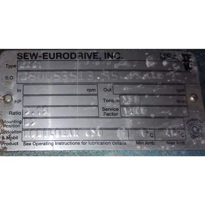 Used Sew Eurodrive Inline Reducer (3.15:1 ratio)