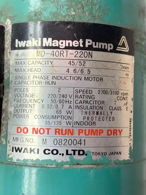 USED IWAKI MAGNET PUMP MD-40RT-220N