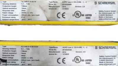 USED SCHMERSAL SLC440-R-0730-14-01 LIGHT CURTAIN SET SLC440-E-0730-14