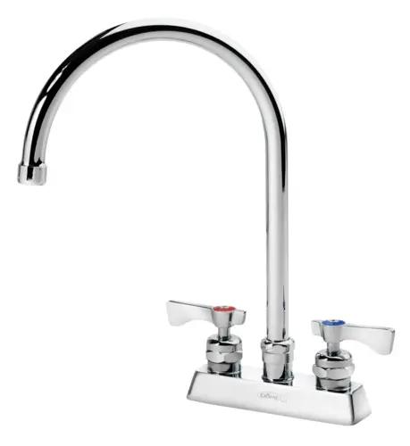 Krowne 15-302L-W-E4 Deck Mount Faucet w/ 8 1/2" Gooseneck Spout & VR Wrist Action Handles - 4" Centers, 1.5 GPM