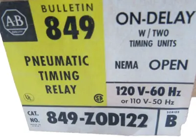 ALLEN BRADLEY 849-ZOD122 TIMING RELAY SERIES B 849ZOD122 NEW, SURPLUS