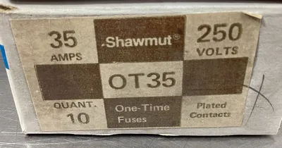 GOULD Shawmut OT35 One-Time Fuse, 250VAC 35AMP (Box Of 10) 4E-36