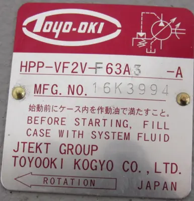 NEW TOYO-OKI HPP-VF2V-F63A3-A HYDRAULIC PUMP HPPVF2VF63A3A