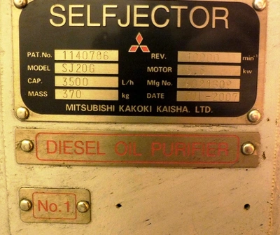 (2) Mitsubishi SJ-20G self-cleaning oil purifiers, SS.