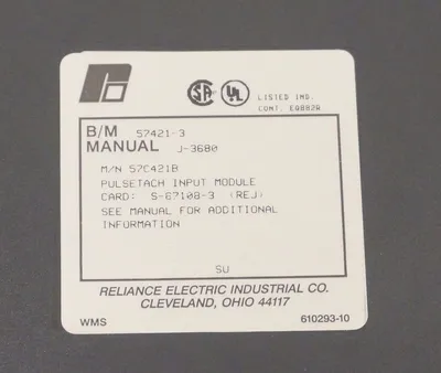 RELIANCE ELECTRIC 57421-3 PULSETACH INPUT MODULE J-3680, 57C421B