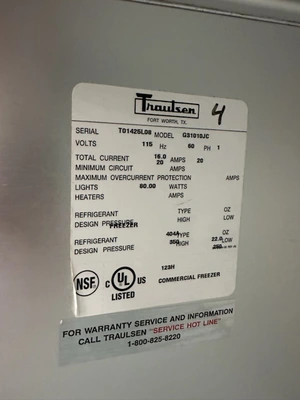 130-0200 Traulsen G31010JC Solid 3 Door Self Contained Freezer