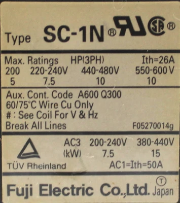 Fuji Electric SC25AA Magnetic Contactor