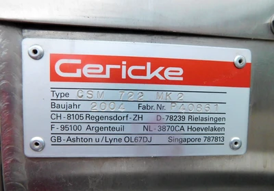 USED GERICKI PRESSURE SIFTER CSM 722