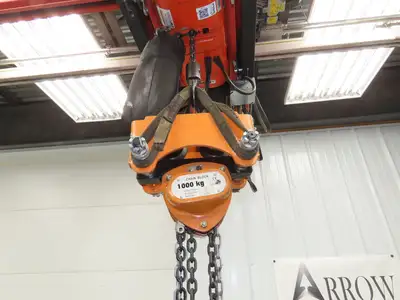 Vestil LOW-2P 1 Ton 2000Lb Chain Fall Hoist 9.8' Lift Push Trolley Low Headroom