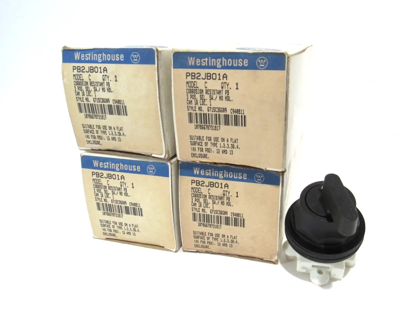 LOT OF 4 NEW WESTINGHOUSE PB2JB01A 3 POSITION SELECTOR SWITCH