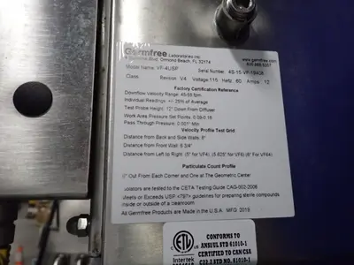 USED 2019 GERMFREE LABORATORIES VF4USP