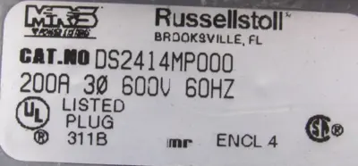 NEW RUSSELSTOLL DS2414MP000 PLUG 200A 600V