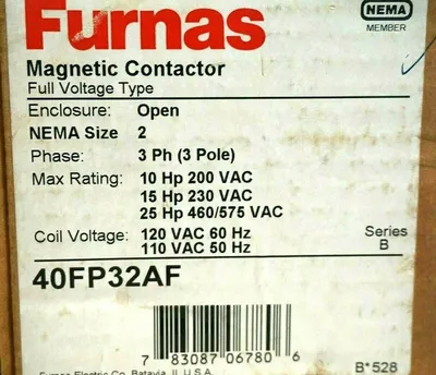 NEW FURNAS 40FP32AF CONTACTOR 3 PHASE SIZE 2