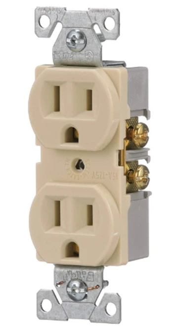 Eaton BR15V-SP-LW 15-Amp, 125-Volt Commercial Grade Duplex Receptacle, White [New]