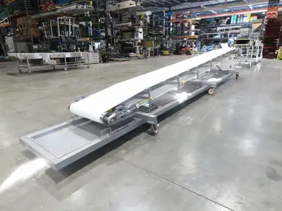Anderson Dahlen 27"x 25' Portable Trough Belt Incline Conveyor Sanitary 480V 3PH