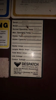 Despatch Heat Treat Furnace, Dual Chamber