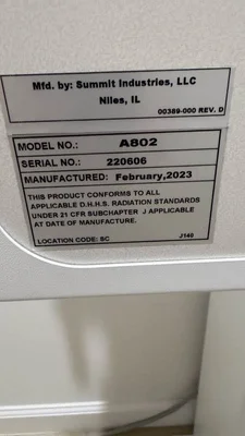 Used Summit Industries A802 X-Ray - Medical Texas US | PT Medical Technologies #1458788